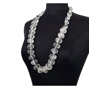 Lydell NYC Vintage Crystal Beaded Necklace Faceted & Smooth Clear Beads Long 34"